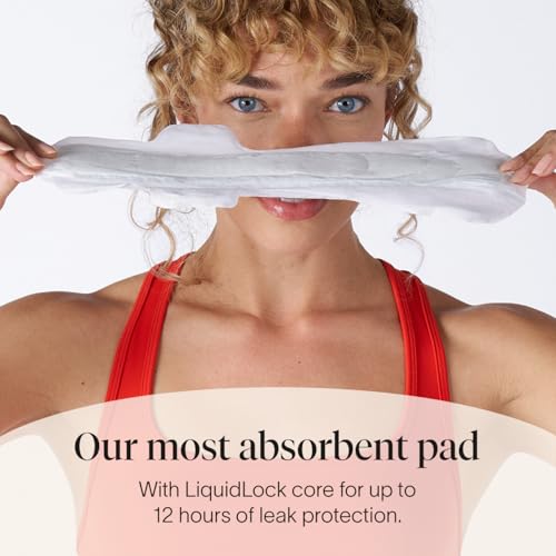 Cora 100% Organic Cotton Topsheet Extra Heavy Overnight Pads (48 Count) | Extra Heavy Absorbency Period Pads with Wings, Up to 12 Hours of Leak Protection, Made Without Harsh Chemicals, Feminine Care